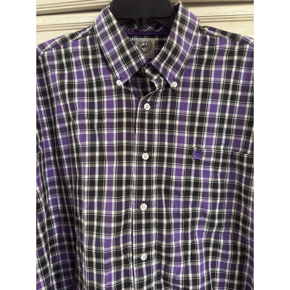Cinch Button Up Long Sleeve Shirt Large Purple Plaid Men's Western Rodeo Jaripeo
